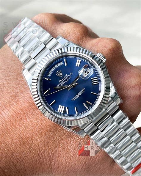 men's rolex day date blue dial sapphire crystal replica|rolex day date replacement.